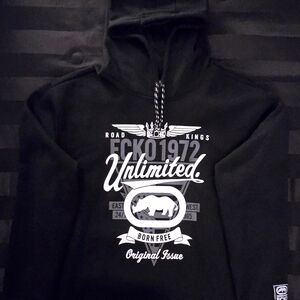 Ecko Unlimited Black Hoodie with White Graphic Logo